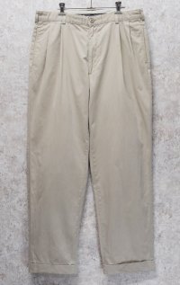 90's~【ラルフローレン】POLO RALPH LAUREN【ベージュ】2タック【コットンパンツ】テーパードシルエット【36×32】 