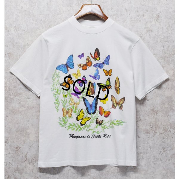 画像1: 【ビンテージ】【JIB】【Mariposas de Costa Rica】蝶【白】プリント【Tシャツ】【サイズS】 