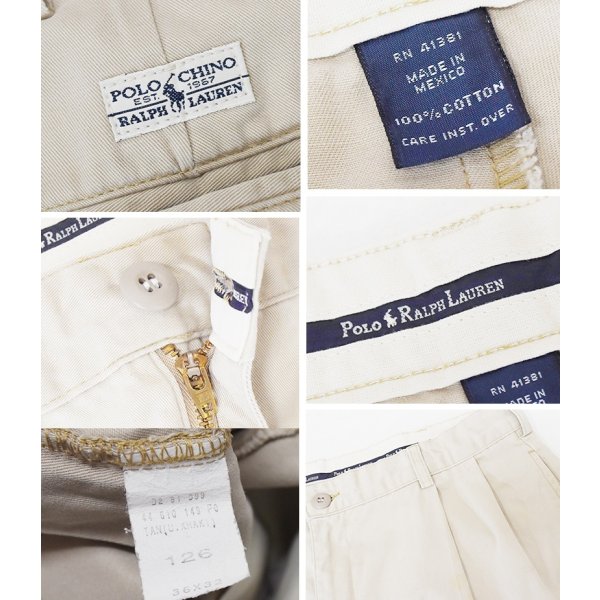 画像2: 90's~【ラルフローレン】POLO RALPH LAUREN【ベージュ】2タック【コットンパンツ】テーパードシルエット【36×32】 