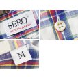 画像2: 【デッドストック】【ビンテージ】【SERO】【白ｘ青ｘ赤ｘ緑 チェック】【半袖シャツ】BDシャツ【サイズＭ】<br> (2)