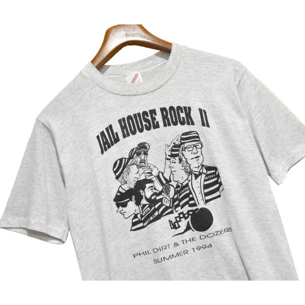 画像1: 【90's】【USA製】【ビンテージ】【JERZEES】ジャージーズ【JAIL HOUSE ROCK IL】プリント【グレー】【Tシャツ】【サイズL】 