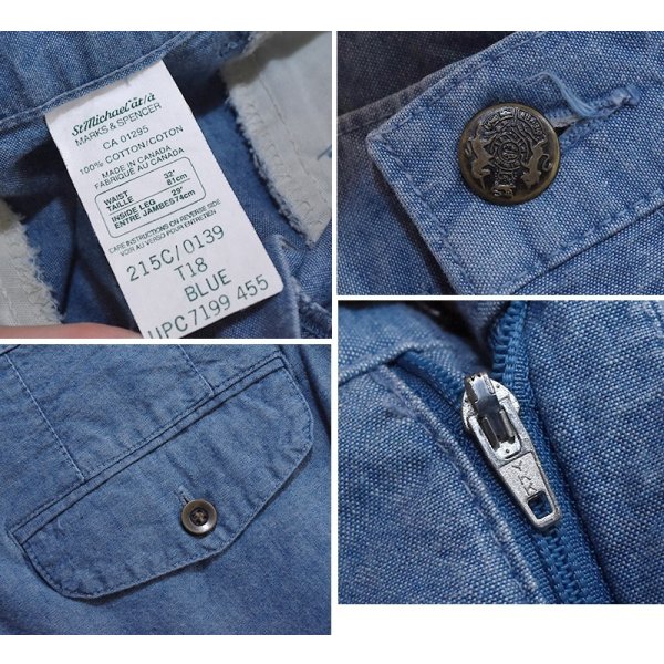 画像2: 【ビンテージ】カナダ製【St.Michael】MARKS & SPENCER【水色】２タック【コットンパンツ】テーパードシルエット【32ｘ29】 