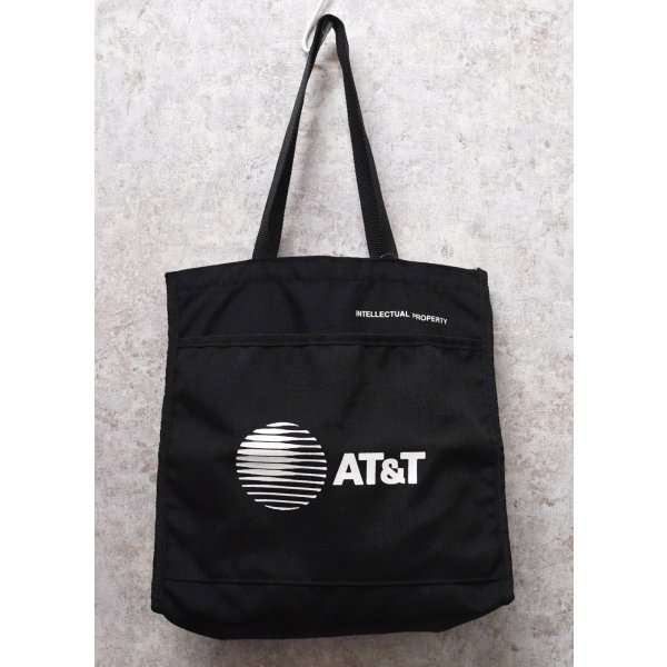 画像3: ほぼ未使用【ビンテージ】【AT & T】黒【マチ付き】【ナイロン】【トートバッグ】 