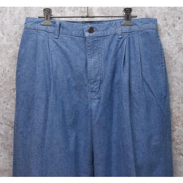 画像4: 【ビンテージ】カナダ製【St.Michael】MARKS & SPENCER【水色】２タック【コットンパンツ】テーパードシルエット【32ｘ29】 
