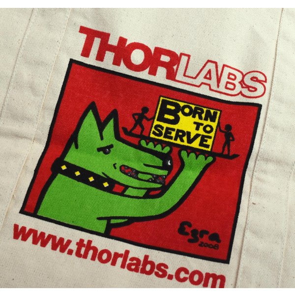 画像2: ほぼ未使用【ビンテージ】【THORLABS】ソーラボ【生成り】【犬】【マチ付き】【トートバッグ】 