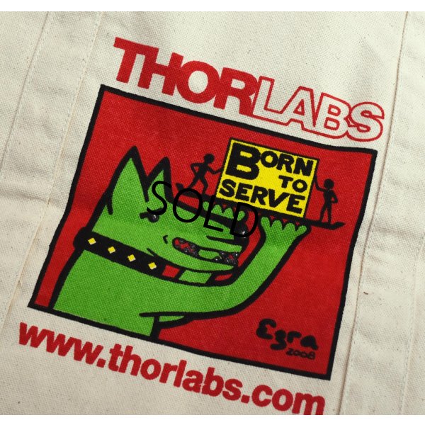 画像2: ほぼ未使用【ビンテージ】【THORLABS】ソーラボ【生成り】【犬】【マチ付き】【トートバッグ】 
