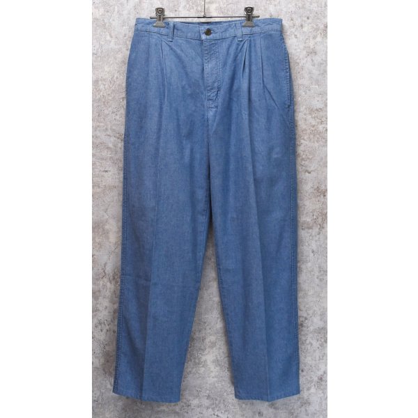 画像3: 【ビンテージ】カナダ製【St.Michael】MARKS & SPENCER【水色】２タック【コットンパンツ】テーパードシルエット【32ｘ29】 