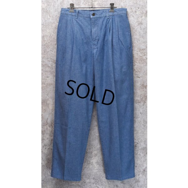 画像3: 【ビンテージ】カナダ製【St.Michael】MARKS & SPENCER【水色】２タック【コットンパンツ】テーパードシルエット【32ｘ29】 