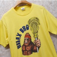 ビンテージ【port & company】ポートアンドカンパニー【RELAX BRO】ビッグフットｘラクロス【Ｔシャツ】【サイズＭ】 