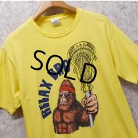 ビンテージ【port & company】ポートアンドカンパニー【RELAX BRO】ビッグフットｘラクロス【Ｔシャツ】【サイズＭ】 