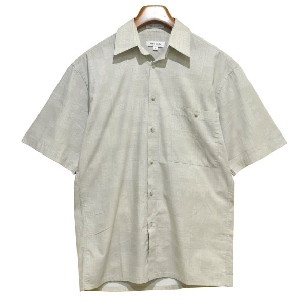 画像1: ほぼ未使用【ビンテージ】【pierre cardin】ピエールカルダン【ベージュ】柄入り【半袖】開襟シャツ【オープンカラーシャツ】サイズS 
