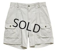 90's~ ビンテージ【Eddie Bauer】エディーバウアー 【白タグ】【２タック】オフホワイト【ブッシュショーツ】【短パン】【W31】 
