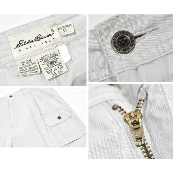 画像2: 90's~ ビンテージ【Eddie Bauer】エディーバウアー 【白タグ】【２タック】オフホワイト【ブッシュショーツ】【短パン】【W31】 