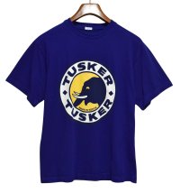 ケニア製【ビンテージ】【TUSKER】【象】ゾウ【紺地】プリント【Tシャツ】【サイズL程度】 