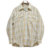 80's~【USA製】【ビンテージ】【LEVI'S】【リーバイス】【茶ｘ黄ｘ水色】チェック柄【長袖シャツ】ロングスリーブシャツ【サイズXL】 