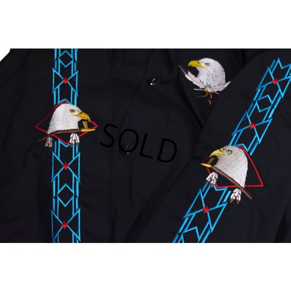 画像4: 【デッドストック】【90's】【USA製】 ビンテージ【ASW JACKETS】【黒【イーグル刺繍】【ネイティブ柄】【スナップブルゾン】ジャケット【サイズＸＬ】 