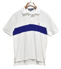 90's【ビンテージ】【オールドラルフローレン】POLO RALPH LAUREN 【タオル地】ライン【ホワイト】コットン【ポロシャツ】【サイズM】  
