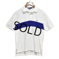 90's【ビンテージ】【オールドラルフローレン】POLO RALPH LAUREN 【タオル地】ライン【ホワイト】コットン【ポロシャツ】【サイズM】  