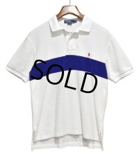 90's【ビンテージ】【オールドラルフローレン】POLO RALPH LAUREN 【タオル地】ライン【ホワイト】コットン【ポロシャツ】【サイズM】  