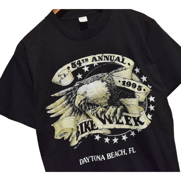 画像1: ほぼ未使用 【90's】ビンテージ【USA製】【デイトナビーチ】BIKE WEEK DAYTONA BEACH 1995 【イーグル】プリント【Tシャツ】Lサイズ程度