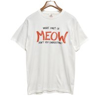 00's【ビンテージ】【FRUIT OF THE LOOM 】フルーツオブザルーム【WHAT PART OF MEOW】猫 プリント【 Tシャツ】ネコ【サイズM】 