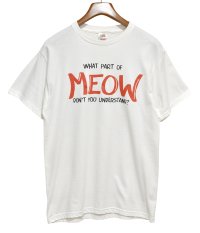 00's【ビンテージ】【FRUIT OF THE LOOM 】フルーツオブザルーム【WHAT PART OF MEOW】猫 プリント【 Tシャツ】ネコ【サイズM】 