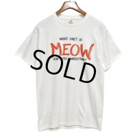 00's【ビンテージ】【FRUIT OF THE LOOM 】フルーツオブザルーム【WHAT PART OF MEOW】猫 プリント【 Tシャツ】ネコ【サイズM】 