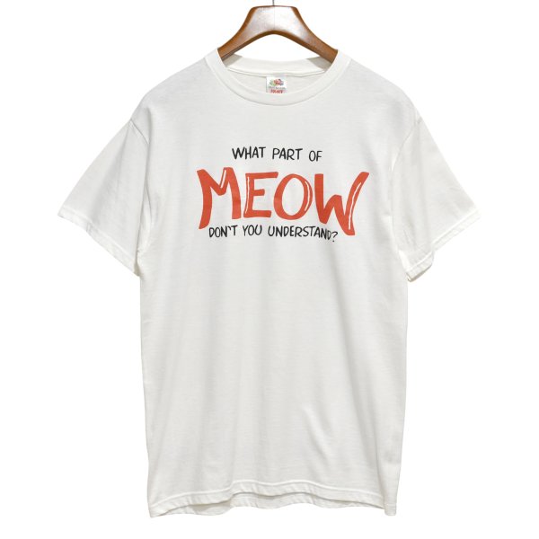 画像1: 00's【ビンテージ】【FRUIT OF THE LOOM 】フルーツオブザルーム【WHAT PART OF MEOW】猫 プリント【 Tシャツ】ネコ【サイズM】 