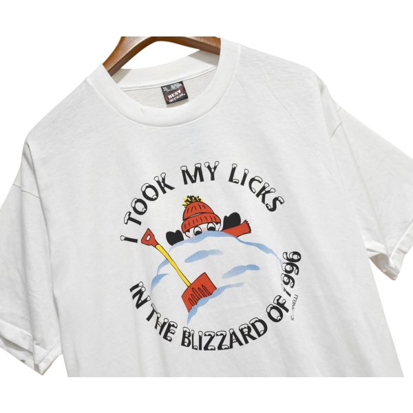 画像1: 90's 【USA製】ビンテージ【FRUIT OF THE LOOM】フルーツオブザルーム TOOK MY LICKS IN〜 ブリザード【Tシャツ】サイズXL 