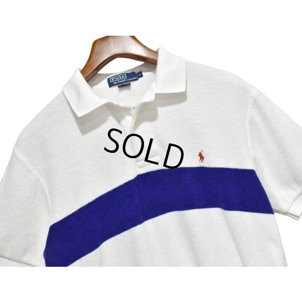 画像3: 90's【ビンテージ】【オールドラルフローレン】POLO RALPH LAUREN 【タオル地】ライン【ホワイト】コットン【ポロシャツ】【サイズM】  