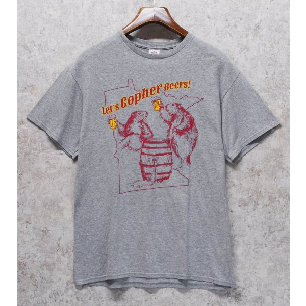 画像1: ビンテージ【DELTA】デルタ【Let's Gopher Beers!】【ゴーファー】【アニマル】【プリントTシャツ】【サイズL】