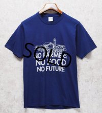 【90's】ビンテージ【PORT & COMPANY】【NO FARMERS NO FOOD NO FUTURE】【プリントTシャツ】【ネイビー】【S】