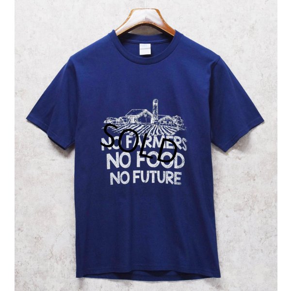 画像1: 【90's】ビンテージ【PORT & COMPANY】【NO FARMERS NO FOOD NO FUTURE】【プリントTシャツ】【ネイビー】【S】