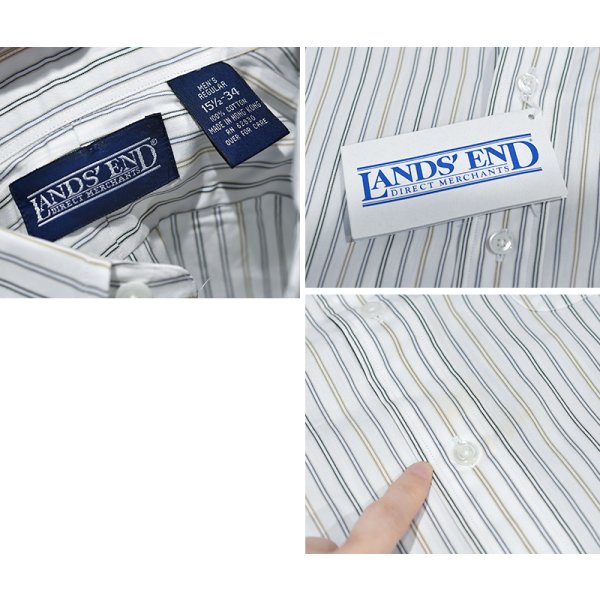 画像2: 【デッドストック】【90's】【LANDS' END】ランズエンド【ボタンダウンシャツ】白【ストライプ】【15 1/2-34】 