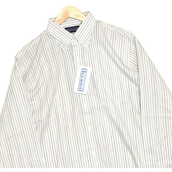 画像4: 【デッドストック】【90's】【LANDS' END】ランズエンド【ボタンダウンシャツ】白【ストライプ】【15 1/2-34】 