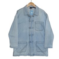 【LIZ WEAR】【ライトデニム】カンフージャケット風【デニムジャケット】【チャイナジャケット】【サイズL】 