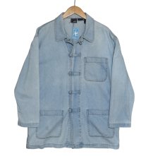 【LIZ WEAR】【ライトデニム】カンフージャケット風【デニムジャケット】【チャイナジャケット】【サイズL】 