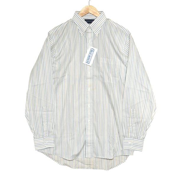 画像1: 【デッドストック】【90's】【LANDS' END】ランズエンド【ボタンダウンシャツ】白【ストライプ】【15 1/2-34】 