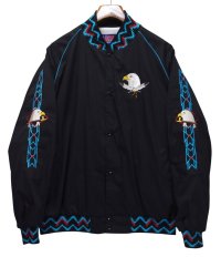 【デッドストック】【90's】【USA製】 ビンテージ【ASW JACKETS】【黒【イーグル刺繍】【ネイティブ柄】【スナップブルゾン】ジャケット【サイズＸＬ】 