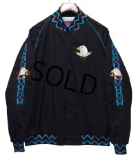 【デッドストック】【90's】【USA製】 ビンテージ【ASW JACKETS】【黒【イーグル刺繍】【ネイティブ柄】【スナップブルゾン】ジャケット【サイズＸＬ】 