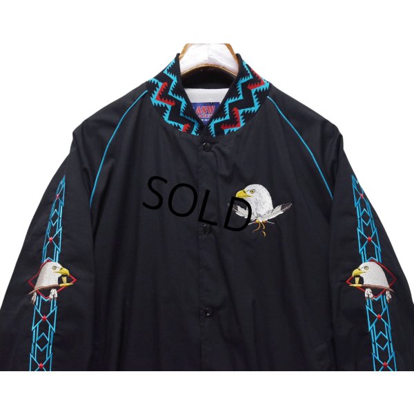 画像3: 【デッドストック】【90's】【USA製】 ビンテージ【ASW JACKETS】【黒【イーグル刺繍】【ネイティブ柄】【スナップブルゾン】ジャケット【サイズＸＬ】 