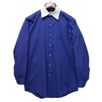 【90's】【USA製】【Brooks Brothers makers】【ブルックスブラザーズ】 青×白 ストライプ 【クレリックシャツ】【15-2】 