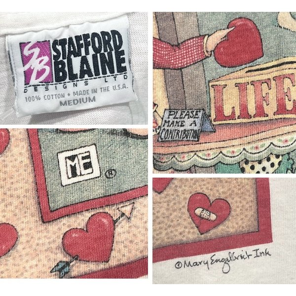 画像2: ビンテージ【90's】【USA製】【Stafford Blaine】メアリー・エンゲルブライト【Mary Engelbreit】【PUT YOUR HEART IN IT Tシャツ】【M】