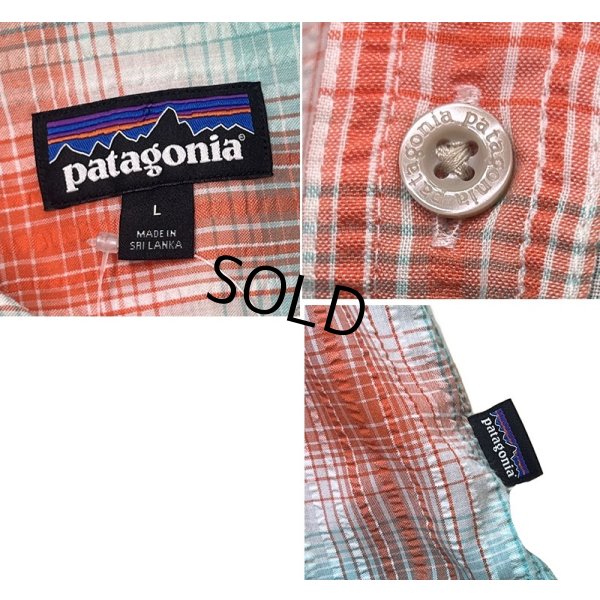 画像2: 【パタゴニア】【Patagonia】【エメラルド×赤】【チェック】【シアサッカー】【半袖シャツ】【L】 