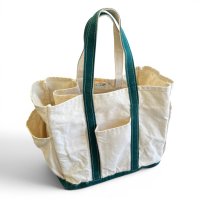 ~90's【ビンテージ】L.L.bean【L.L.ビーン】【生成り×緑色】【キャンバス】【トートバッグ】【ピクニックトート】ビーントート【ガーデントート】 