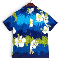 【70's】ビンテージ【ハワイ製】【Diamond Head】【アロハシャツ】開襟シャツ【ハイビスカス柄】【S程度】