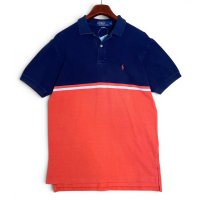 ビンテージ【ラルフローレン】【Ralph Lauren】ネイビー×オレンジ【ポロシャツ】【ツートンカラー】【サイズM】