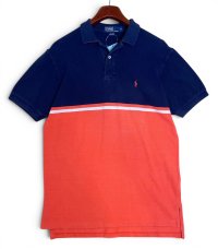 ビンテージ【ラルフローレン】【Ralph Lauren】ネイビー×オレンジ【ポロシャツ】【ツートンカラー】【サイズM】