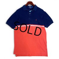 ビンテージ【ラルフローレン】【Ralph Lauren】ネイビー×オレンジ【ポロシャツ】【ツートンカラー】【サイズM】