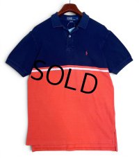 ビンテージ【ラルフローレン】【Ralph Lauren】ネイビー×オレンジ【ポロシャツ】【ツートンカラー】【サイズM】